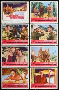 1g164 BRIDGE ON THE RIVER KWAI 8 movie lobby cards R63 William Holden, David Lean, Alec Guinness