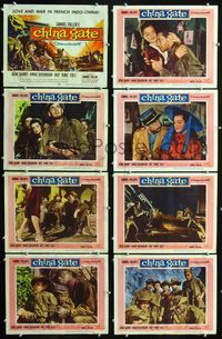 1g196 CHINA GATE 8 movie lobby cards '57 Samuel Fuller, Angie Dickinson, Gene Barry, Nat King Cole!