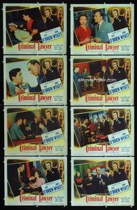 1g214 CRIMINAL LAWYER 8 movie lobby cards '51 alcoholic Pat O'Brien, Jane Wyatt