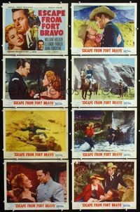 1g266 ESCAPE FROM FORT BRAVO 8 lobby cards '53 cowboy William Holden, Eleanor Parker, John Sturges