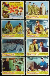 1g269 ETERNAL SEA 8 movie lobby cards '55 Sterling Hayden as Admiral John Hoskins, Alexis Smith