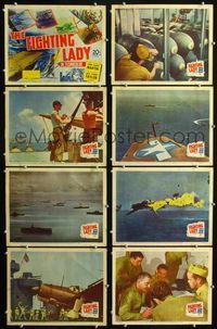 1g291 FIGHTING LADY 8 movie lobby cards '44 cool World War II aircraft carrier documentary!