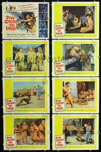 1g297 FIVE GATES TO HELL 8 LCs '59 James Clavell, Dolores Michaels, Patricia Owens, girls with guns!