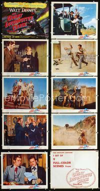 1g050 GREAT LOCOMOTIVE CHASE 9 movie lobby cards '56 Disney, Fess Parker, Jeff Hunter, trains!
