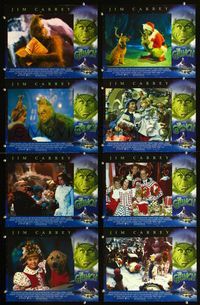 1g342 GRINCH 8 int'l movie lobby cards '00 Jim Carrey, Ron Howard, Dr. Seuss X-mas story!