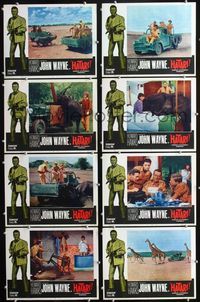 1g357 HATARI 8 movie lobby cards R67 John Wayne, Elsa Martinelli, Howard Hawks, Africa!