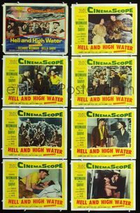 1g362 HELL & HIGH WATER 8 movie lobby cards '54 Samuel Fuller, Richard Widmark