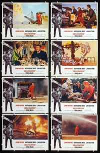 1g365 HELLFIGHTERS 8 movie lobby cards '69 John Wayne as fireman Red Adair!