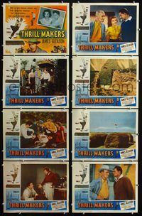 1g374 HOLLYWOOD THRILL MAKERS 8 movie lobby cards '54 great images of movie stunt men defying death!
