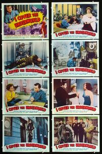 1g392 I COVER THE UNDERWORLD 8 movie lobby cards '55 bad girl Joanne Jordan & convict Sean McClory!