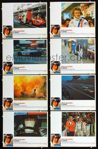 1g426 LE MANS 8 movie lobby cards '71 great images of race car driver Steve McQueen!