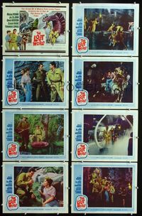 1g437 LOST WORLD 8 movie lobby cards '60 Michael Rennie battles dinosaurs in the Amazon Jungle!