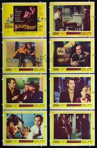 1g463 NIGHTMARE 8 movie lobby cards '56 Edward G. Robinson, Kevin McCarthy, hypnotism!