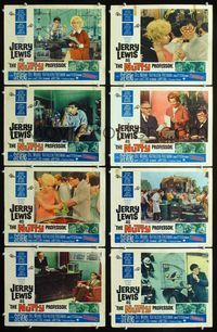 1g465 NUTTY PROFESSOR 8 movie lobby cards '63 wacky scientist Jerry Lewis, Stella Stevens