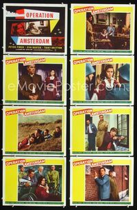 1g477 OPERATION AMSTERDAM 8 movie lobby cards '60 Peter Finch, Eva Bartok
