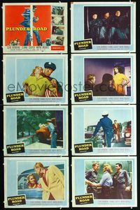 1g496 PLUNDER ROAD 8 movie lobby cards '57 Gene Raymond, crime of the century film noir!