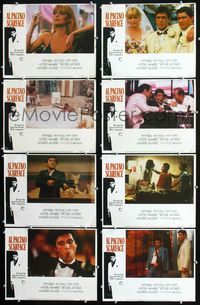 1g547 SCARFACE 8 lobby cards '83 Al Pacino as Tony Montana, Pfeiffer, Brian De Palma, Oliver Stone