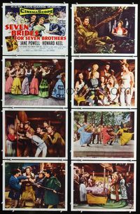 1g561 SEVEN BRIDES FOR SEVEN BROTHERS 8 int'l lobby cards R60s Jane Powell, Howard Keel