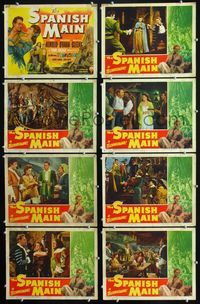 1g597 SPANISH MAIN 8 lobby cards '45 Maureen O'Hara, Paul Henreid, Walter Slezak, first color RKO!