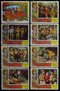 1g652 THUNDER OVER SANGOLAND 8 movie lobby cards '55 Jon Hall in the African jungle!
