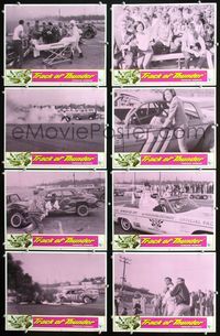 1g664 TRACK OF THUNDER 8 movie lobby cards '67 cool images of stock car racers on the track!