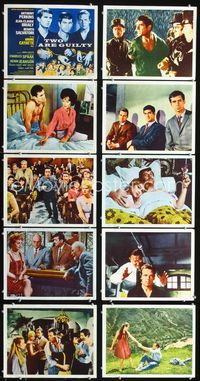 1g038 TWO ARE GUILTY 10 int'l movie lobby cards '64 Anthony Perkins, Jean-Claude Brialy