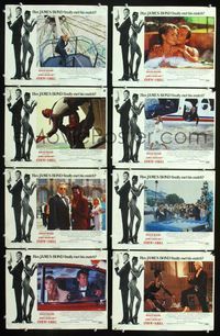 1g690 VIEW TO A KILL 8 English lobby cards '85 Roger Moore as James Bond 007, sexy Tanya Roberts!