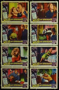 1g710 WEB OF EVIDENCE 8 movie lobby cards '59 Van Johnson & Vera Miles in England!