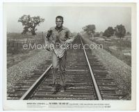 1h064 COOL HAND LUKE 8x10 movie still '67 Paul Newman escaping running down railroad tracks!