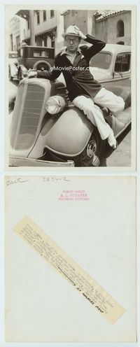 1h135 HARRY LANGDON candid 8x10 movie still '35 great portrait sitting on car by A.L. Schafer!