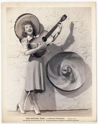 1h274 SAN ANTONIO ROSE 8x10 movie still '41 Jane Frazee close up in sombrero playing guitar!