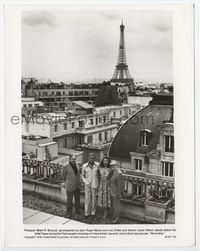 1h213 MOONRAKER candid 8x10 still '79 Roger Moore, Chiles, Broccoli & Gilbert by Eiffel Tower!