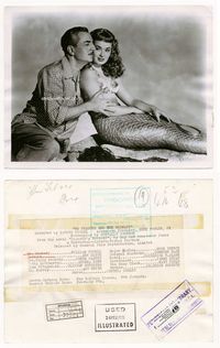 1h215 MR PEABODY & THE MERMAID 8x10 '48 great romantic image of William Powell & mermaid Ann Blyth!
