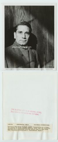 1h292 SLEEPING CITY 8x10 movie still '50 great bust shot portrait of Richard Conte in overcoat!