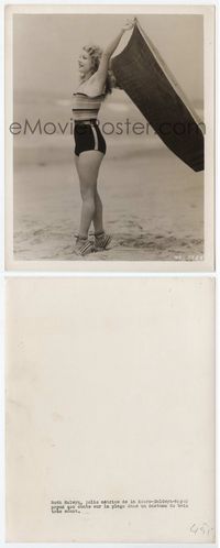 1h273 RUTH SELWYN 8x10 still '30s great sexy full-length shot on beach in swimsuit holding towel!