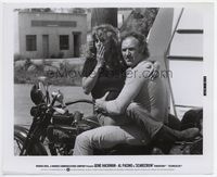 1h275 SCARECROW 8x10 still '73 Gene Hackman holds Ann Wedgeworth on Harley Davidson motorcycle!