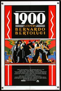 1i006 1900 one-sheet movie poster '77 Bernardo Bertolucci, Robert De Niro, cool Doug Johnson art!