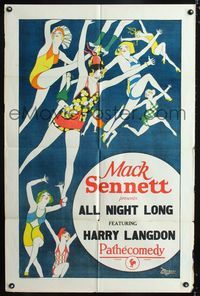 1i030 ALL NIGHT LONG stock 1sh '24 Frank Capra, sexy flapper girls art!