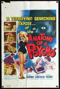1i036 ANATOMY OF A PSYCHO 1sh '61 terrifying searching expose of a stalker after a beautiful babe!