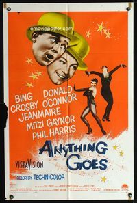 1i043 ANYTHING GOES one-sheet movie poster '56 Bing Crosby, Donald O'Connor, Cole Porter