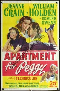 1i044 APARTMENT FOR PEGGY one-sheet poster '48 romantic art of sexy Jeanne Crain & William Holden!