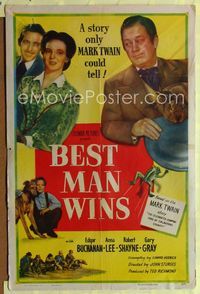 1i066 BEST MAN WINS one-sheet '48 The Celebrated Jumping Frog of Calaveras County by Mark Twain!