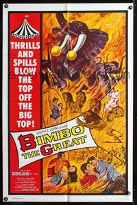 1i076 BIMBO THE GREAT one-sheet movie poster '61 German circus, action-packed big top artwork!