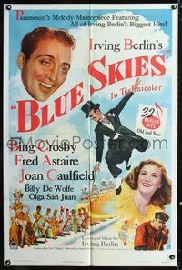 1i088 BLUE SKIES one-sheet poster '46 artwork of dancing Fred Astaire & Bing Crosby, Irving Berlin!