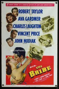 1i097 BRIBE one-sheet '49 Robert Taylor, sexy young Ava Gardner, Charles Laughton, Vincent Price