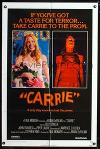 1i109 CARRIE one-sheet movie poster '76 Sissy Spacek, Stephen King, Brian De Palma