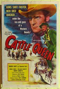 1i113 CATTLE QUEEN 1sheet '51 men died quicker under the ice-cold gaze of Western Beauty Maria Hart!