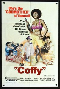 1i124 COFFY one-sheet movie poster '73 sexy art of baddest chick Pam Grier, blaxploitation classic!