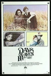 1i146 DAYS OF HEAVEN one-sheet movie poster '78 Richard Gere, Brooke Adams, Terrence Malick