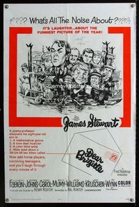 1i151 DEAR BRIGITTE one-sheet movie poster '65 Jimmy Stewart, Fabian, great Jack Davis art!